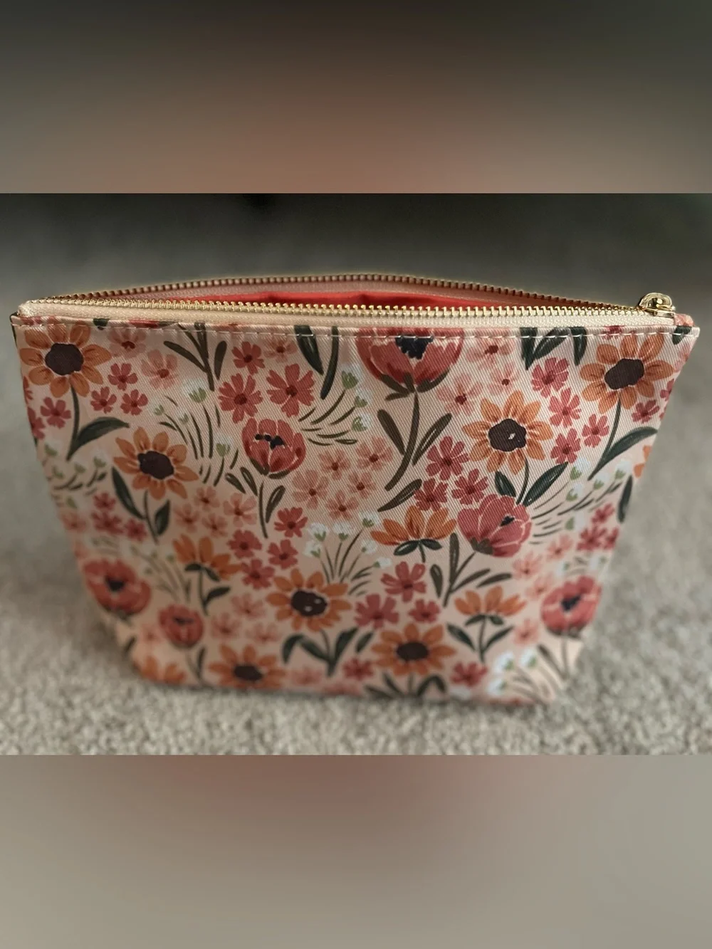 NWOT Floral Cosmetic Pouch in Sunny Poppies Design